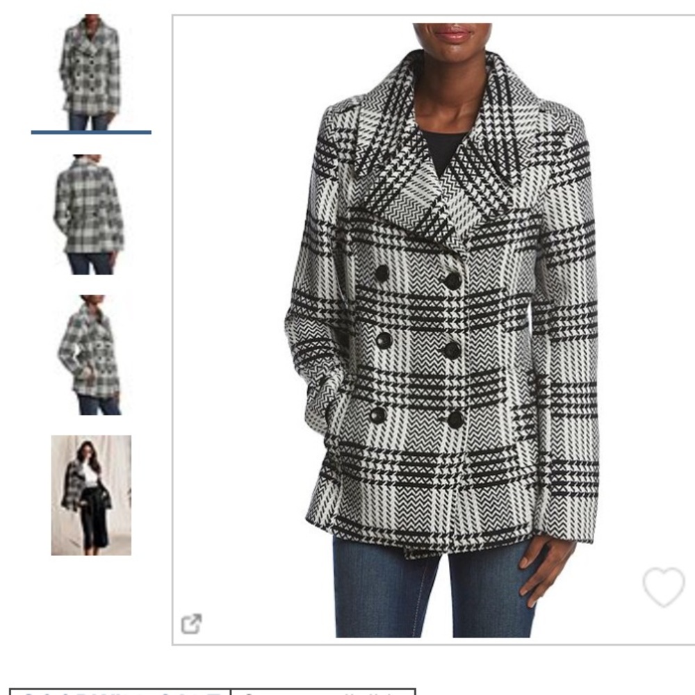 Cailee Brushed Plaid Peacoat Sz S NWT